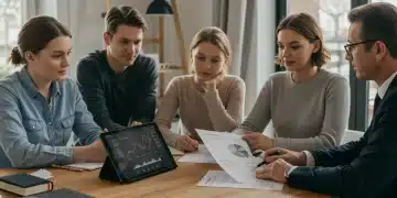 Family discussing estate planning documents with financial advisor for 2026 updates