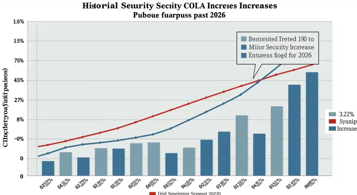 Chart showing historical Social Security COLA increases and 2026 projection
