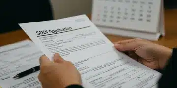 Person reviewing Social Security Disability Insurance (SSDI) application forms for 2026 updates.