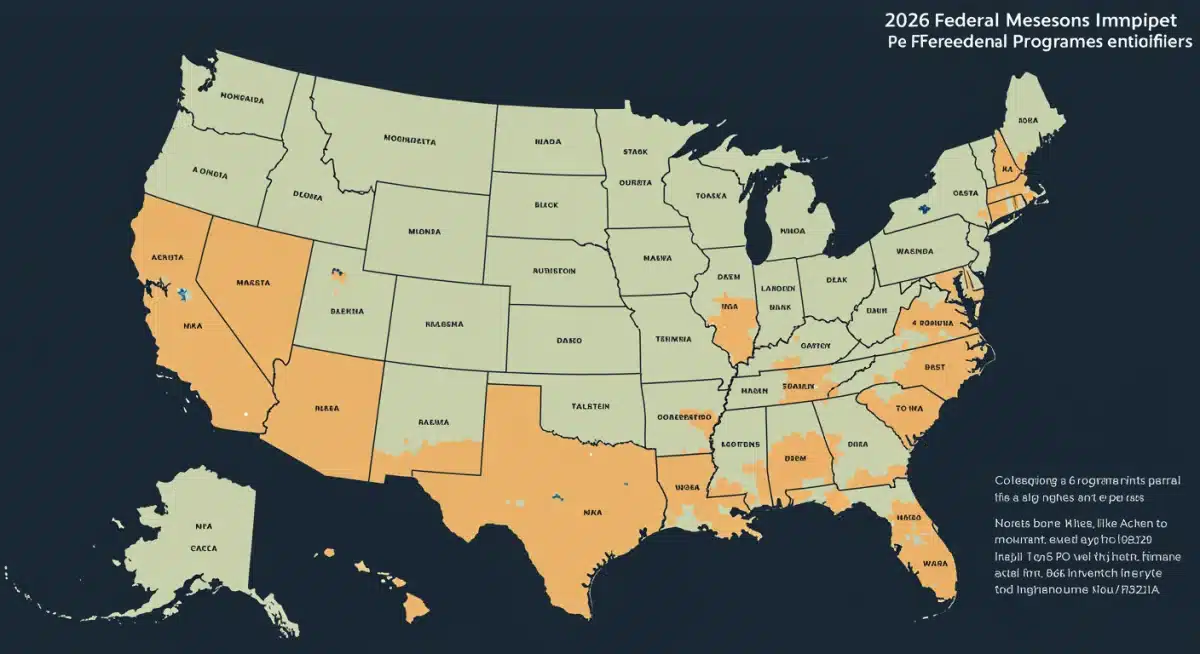Map of U.S. showing regional economic impacts from 2026 Federal Budget.