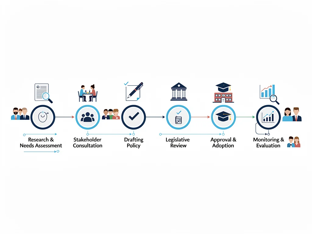 Policy development timeline showing legislative stages for early childhood education reform.