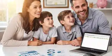 Family reviewing financial documents for education tax credits