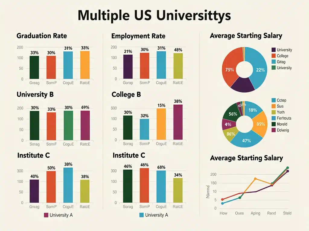 Infographic comparing key university outcome metrics for 2026 applicants