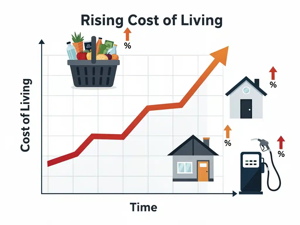 Chart illustrating rising cost of living and inflation impact