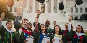 Graduates celebrating with loan documents, symbolizing student loan forgiveness impact.
