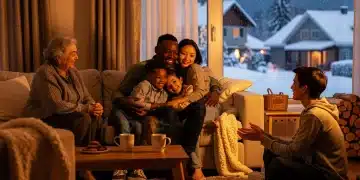 Family enjoying a warm home in winter due to LIHEAP assistance. LIHEAP Energy Assistance.